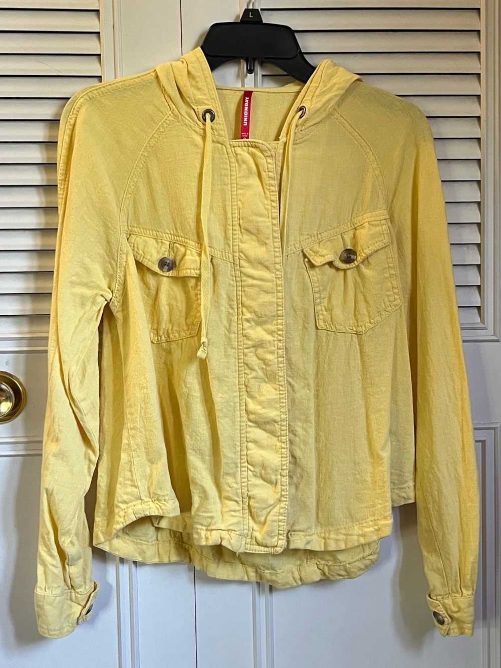 UNIONBAY Yellow Hooded Linen Utility Jacket Sz S